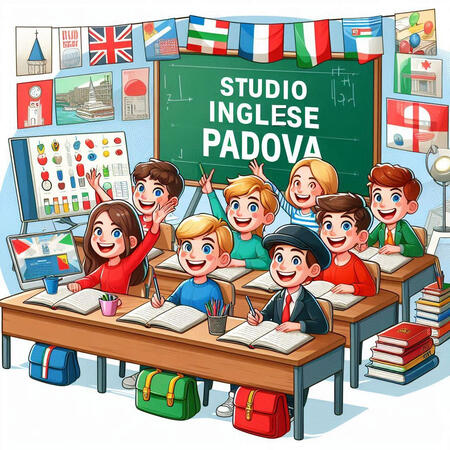 children learning english in school. italy, padova, studio inglese, corsi
