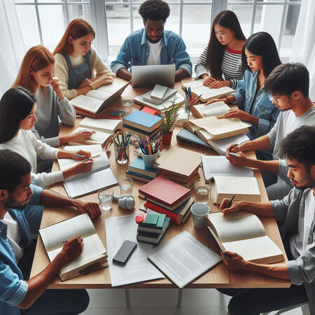 group study for exam. italy, padova. studio inglese